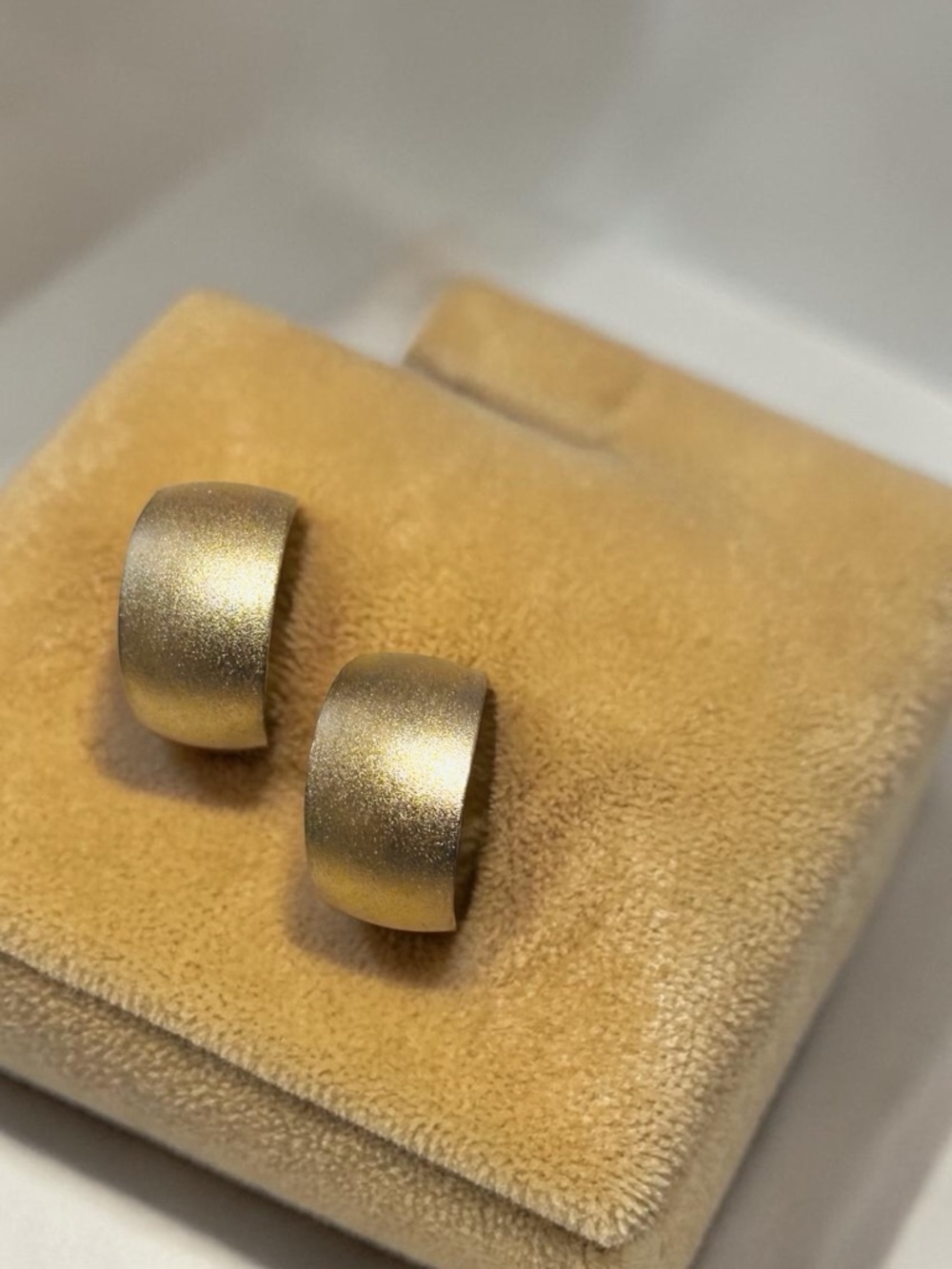 Gold Tone Textured Half Hoop Earrings